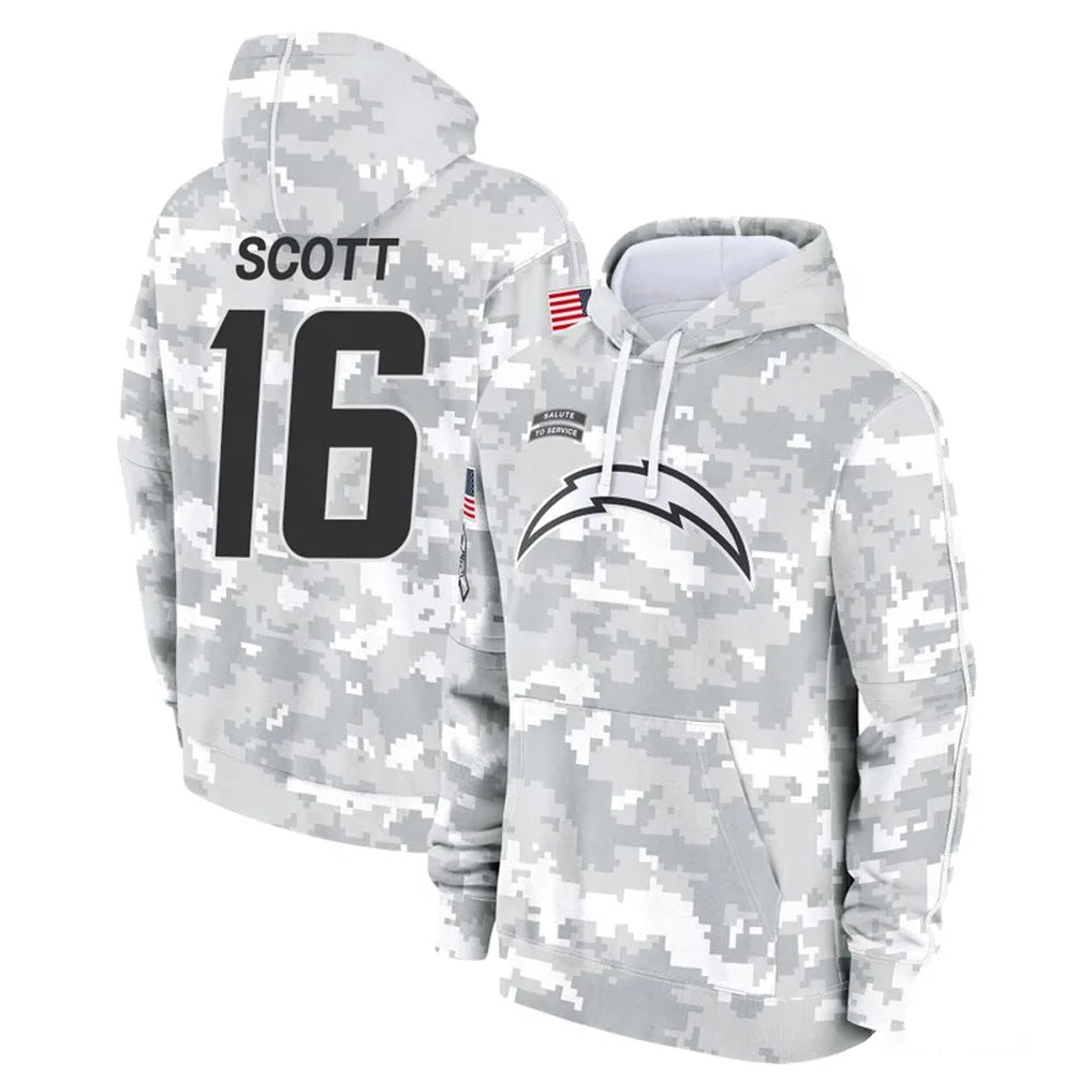 Kooe LA.Chargers #16 J.K. Scott Player Arctic Camo Salute to Service Hoodies Limited Game Stitched Jerseys