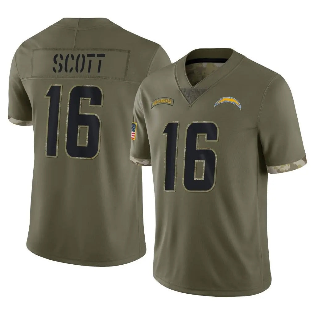 Kooe LA.Chargers #16 J.K. Scott Player Olive Salute To Service Limited Stitched Jerseys