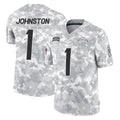 Kooe LA.Chargers #1 Quentin Johnston Player Arctic Camo Salute To Service Limited Game Stitched Jerseys