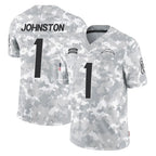 Kooe LA.Chargers #1 Quentin Johnston Player Arctic Camo Salute To Service Limited Game Stitched Jerseys