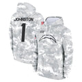 Kooe LA.Chargers #1 Quentin Johnston Player Arctic Camo Salute to Service Hoodies Limited Game Stitched Jerseys