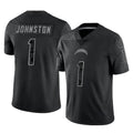 Kooe LA.Chargers #1 Quentin Johnston Player Black Limited Reflective Home Game Stitched Jerseys
