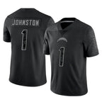 Kooe LA.Chargers #1 Quentin Johnston Player Black Limited Reflective Home Game Stitched Jerseys