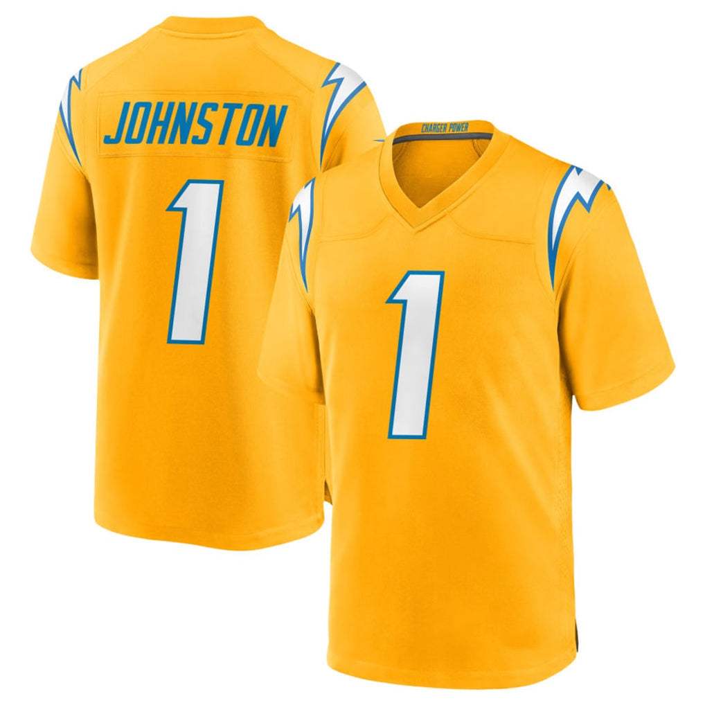 Kooe LA.Chargers #1 Quentin Johnston Player Gold Home Game Stitched Jerseys