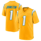 Kooe LA.Chargers #1 Quentin Johnston Player Gold Home Game Stitched Jerseys