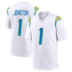 Kooe LA.Chargers #1 Quentin Johnston Player White Home Game Stitched Jerseys