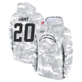 Kooe LA.Chargers #20 Cam Hart Player Arctic Camo Salute to Service Hoodies Limited Game Stitched Jerseys