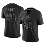 Kooe LA.Chargers #20 Cam Hart Player Black Limited Reflective Home Game Stitched Jerseys