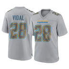 Kooe LA.Chargers #28 Kimani Vidal Player Gray Atmosphere Fashion Home Game Stitched Jerseys