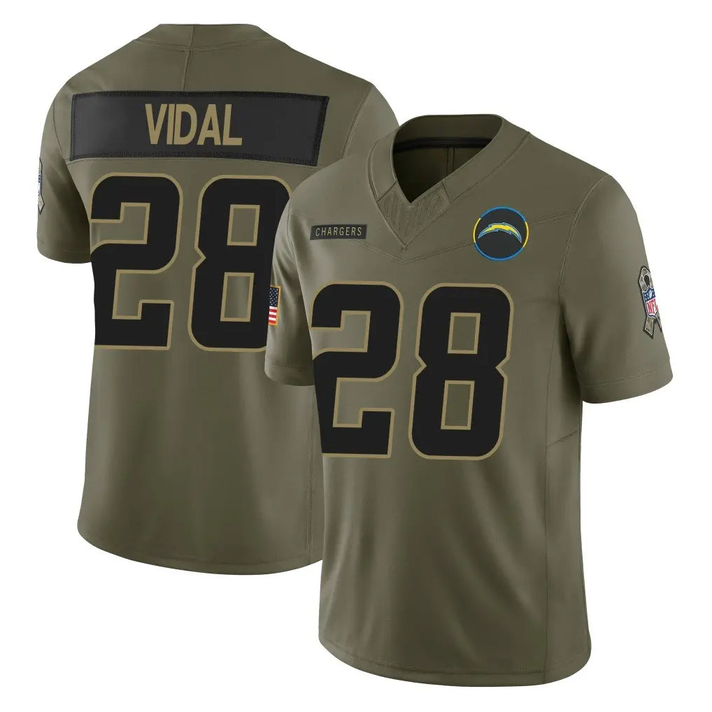 Kooe LA.Chargers #28 Kimani Vidal Player Olive 2025 Salute To Service Limited Game Stitched Jerseys