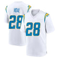 Kooe LA.Chargers #28 Kimani Vidal Player White Home Game Stitched Jerseys