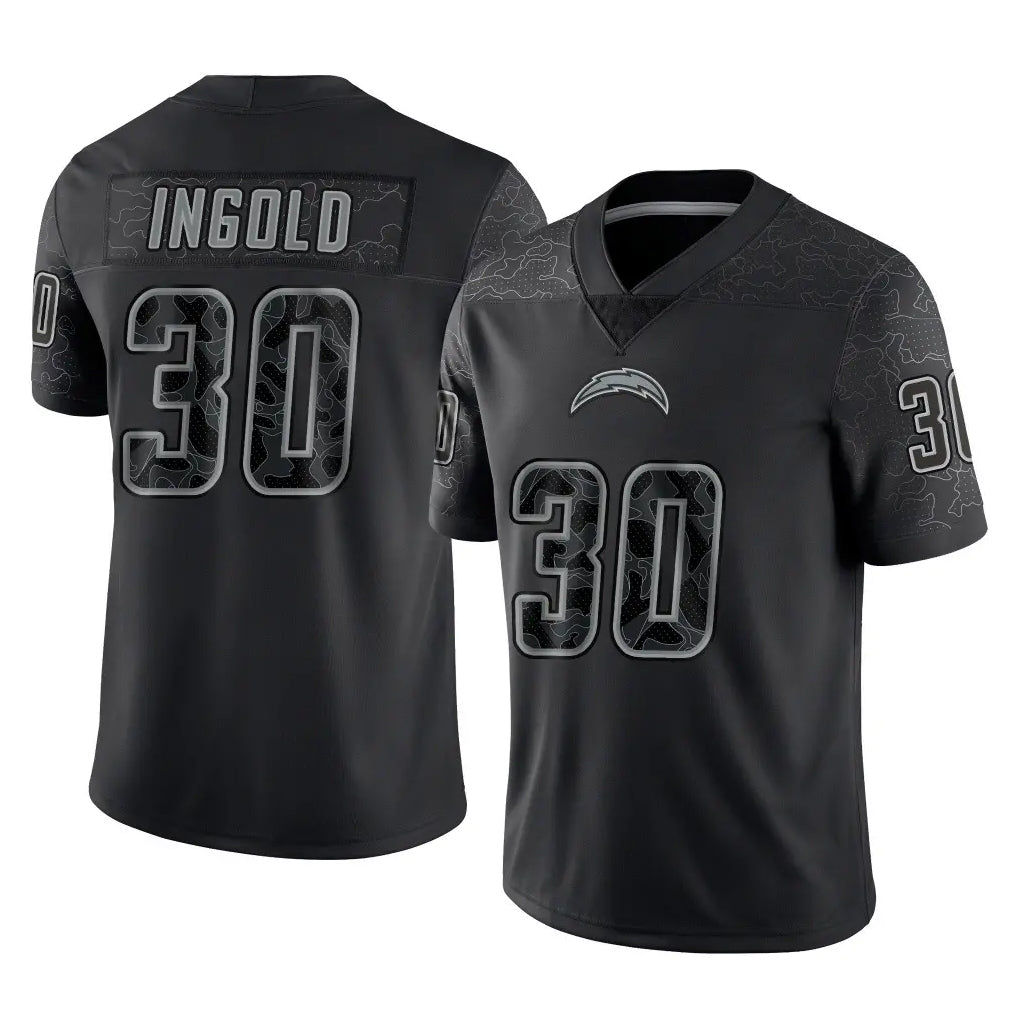 Kooe LA.Chargers #30 Alec Ingold Player Black Limited Reflective Home Game Stitched Jerseys