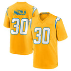 Kooe LA.Chargers #30 Alec Ingold Player Gold Home Game Stitched Jerseys