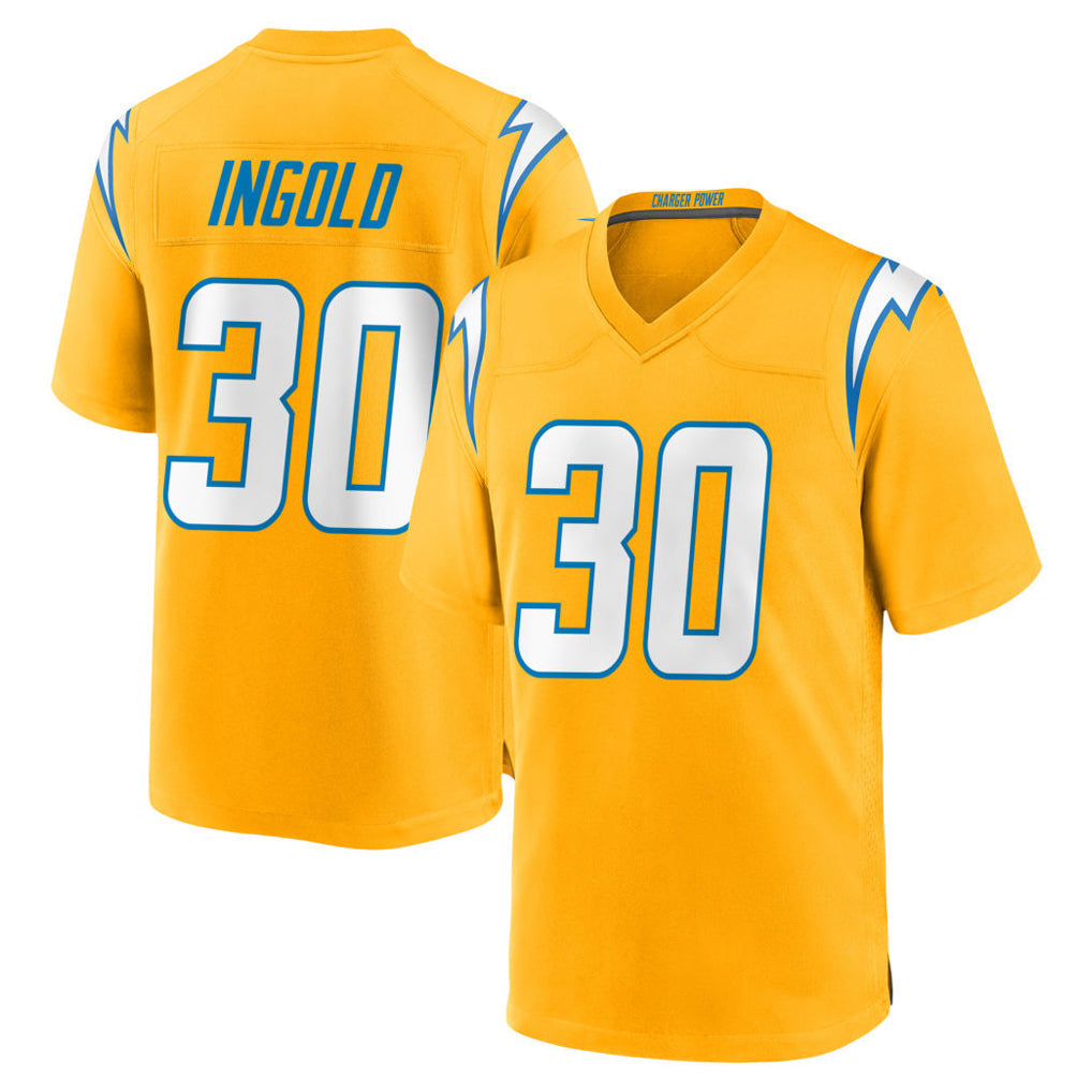 Kooe LA.Chargers #30 Alec Ingold Player Gold Home Game Stitched Jerseys