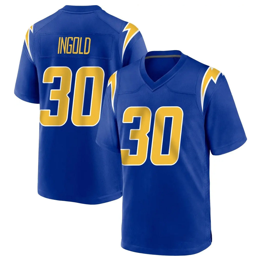 Kooe LA.Chargers #30 Alec Ingold Player Royal Home Game Stitched Jerseys