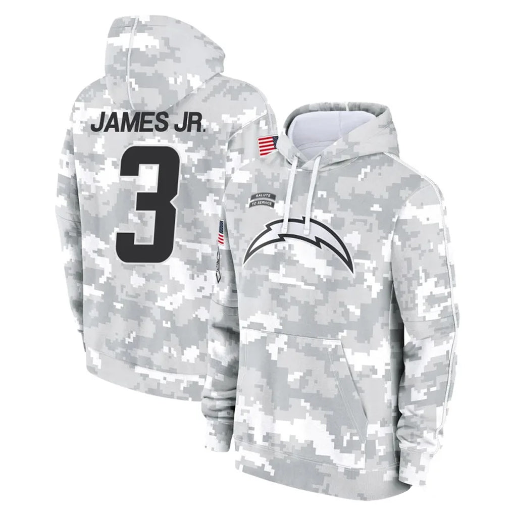 Kooe LA.Chargers #3 Derwin James Jr. Player Arctic Camo Salute to Service Hoodies Limited Game Stitched Jerseys
