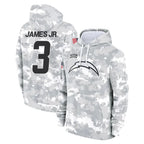 Kooe LA.Chargers #3 Derwin James Jr. Player Arctic Camo Salute to Service Hoodies Limited Game Stitched Jerseys