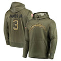 Kooe LA.Chargers #3 Derwin James Jr. Player Olive Salute to Service Pullover Hoodies Home Game Stitched Jerseys