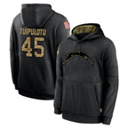 Kooe LA.Chargers #45 Tuli Tuipulotu Player Black Salute to Service Hoodies Limited Game Stitched Jerseys