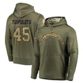 Kooe LA.Chargers #45 Tuli Tuipulotu Player Olive Salute to Service Pullover Hoodies Home Game Stitched Jerseys