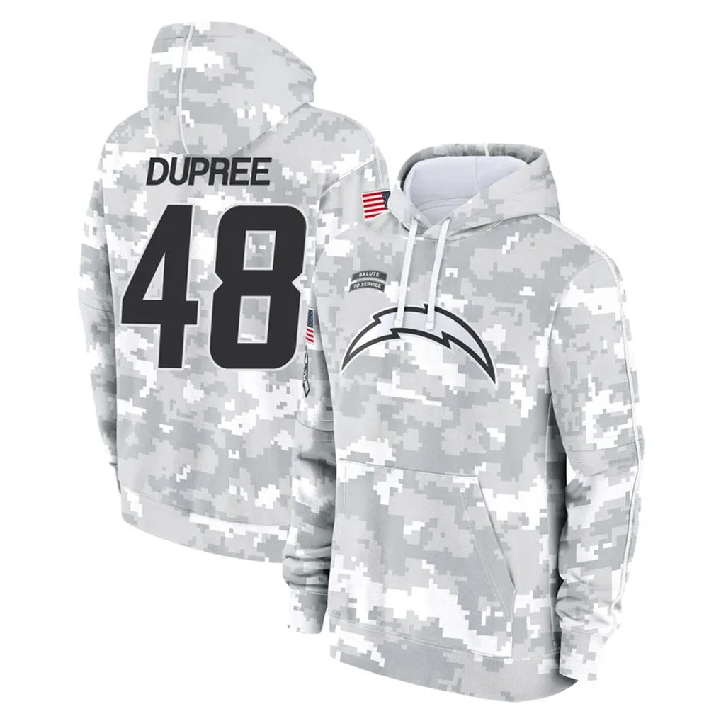 Kooe LA.Chargers #48 Bud Dupree Player Arctic Camo Salute to Service Hoodies Limited Game Stitched Jerseys