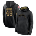 Kooe LA.Chargers #48 Bud Dupree Player Black Salute to Service Hoodies Limited Game Stitched Jerseys