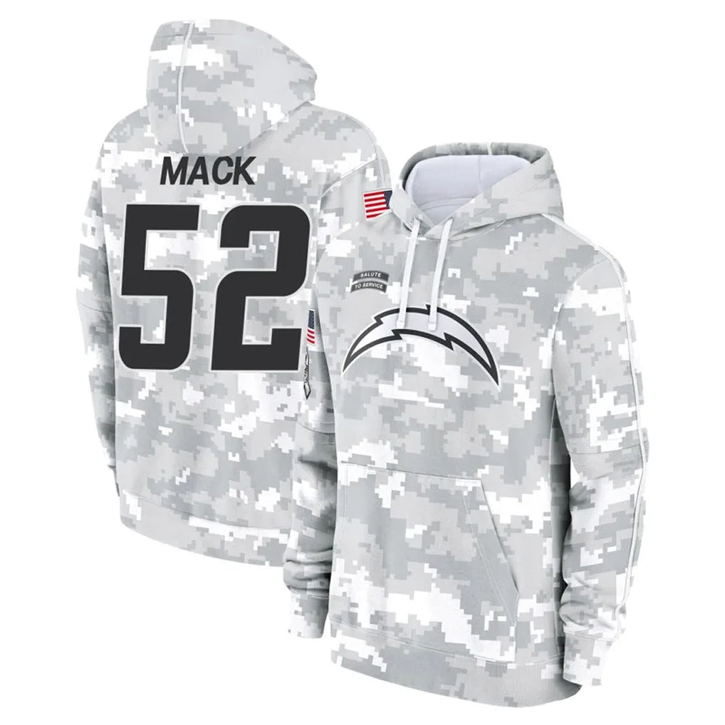 Kooe LA.Chargers #52 Khalil Mack Player Arctic Camo Salute to Service Hoodies Game Stitched Jerseys