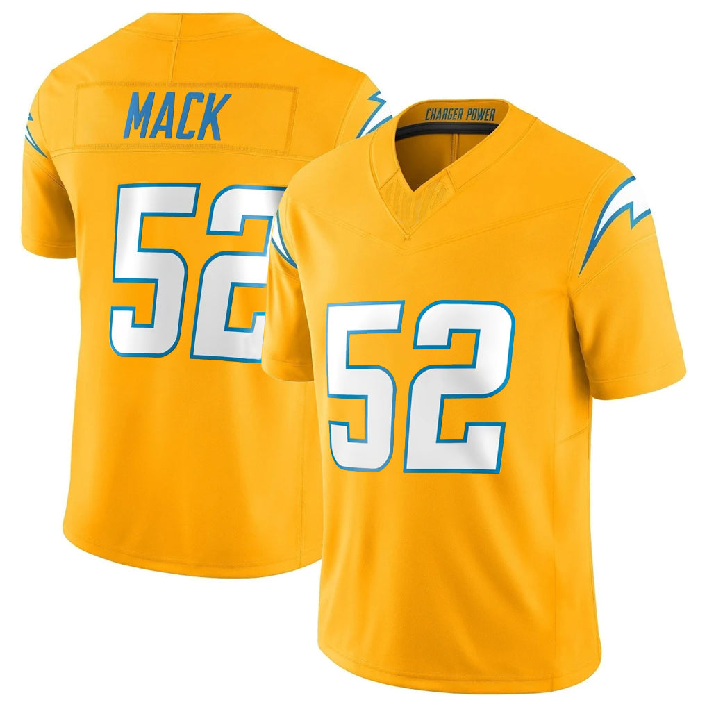 Kooe LA.Chargers #52 Khalil Mack Player Gold Limited Vapor F.U.S.E. Home Game Stitched Jerseys