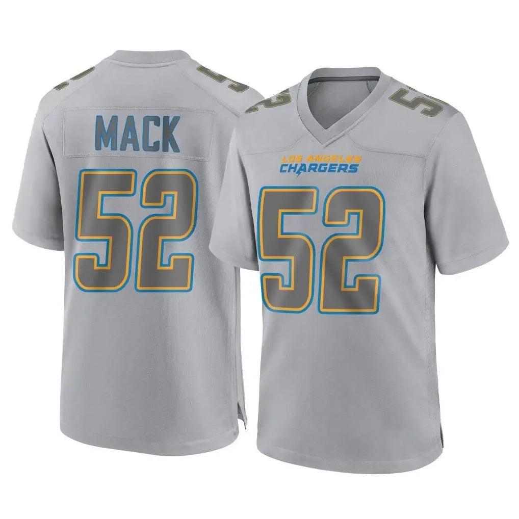 Kooe LA.Chargers #52 Khalil Mack Player Gray Atmosphere Fashion Home Game Stitched Jerseys