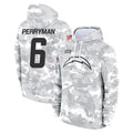 Kooe LA.Chargers #6 Denzel Perryman Player Arctic Camo Salute to Service Hoodies Limited Game Stitched Jerseys