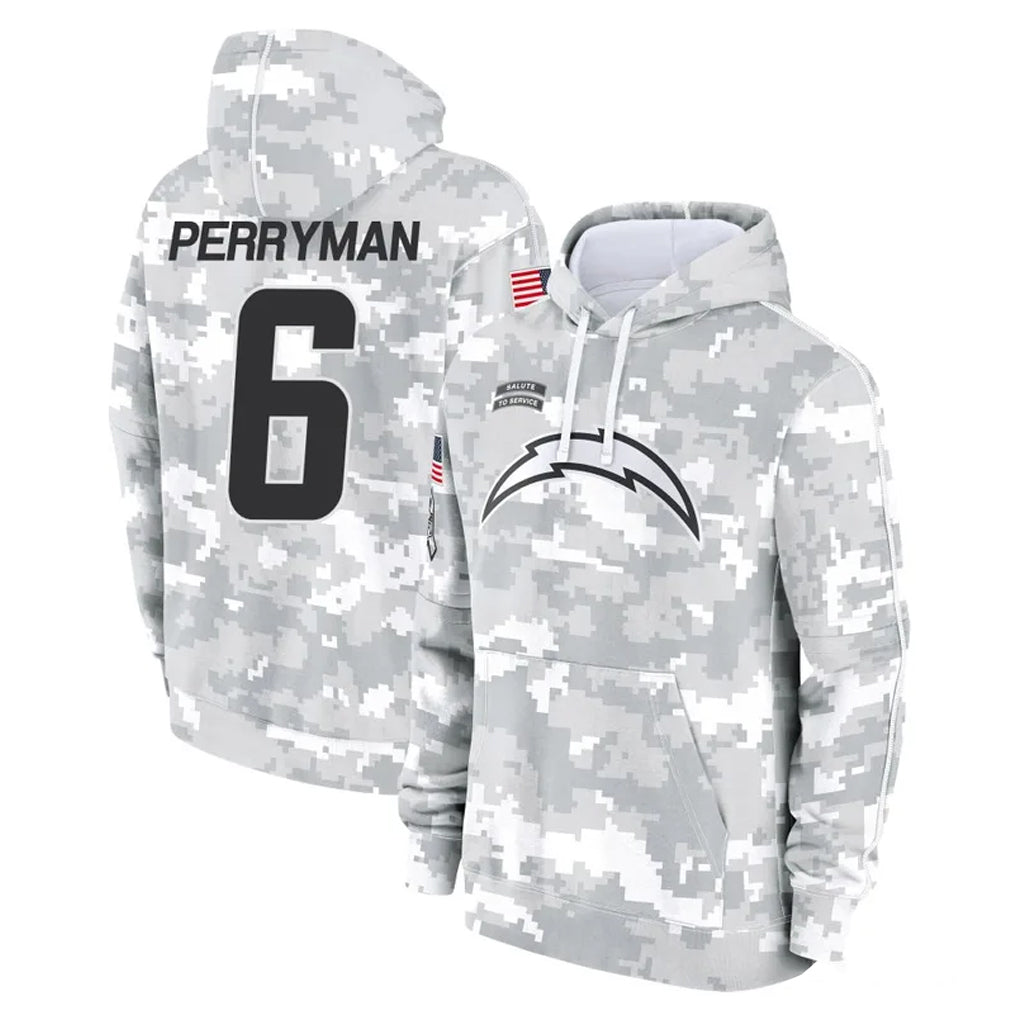 Kooe LA.Chargers #6 Denzel Perryman Player Arctic Camo Salute to Service Hoodies Limited Game Stitched Jerseys
