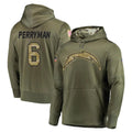 Kooe LA.Chargers #6 Denzel Perryman Player Olive Salute to Service Pullover Hoodies Home Game Stitched Jerseys