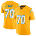 Kooe LA.Chargers #70 Rashawn Slater Player Gold Limited Vapor F.U.S.E. Home Game Stitched Jerseys
