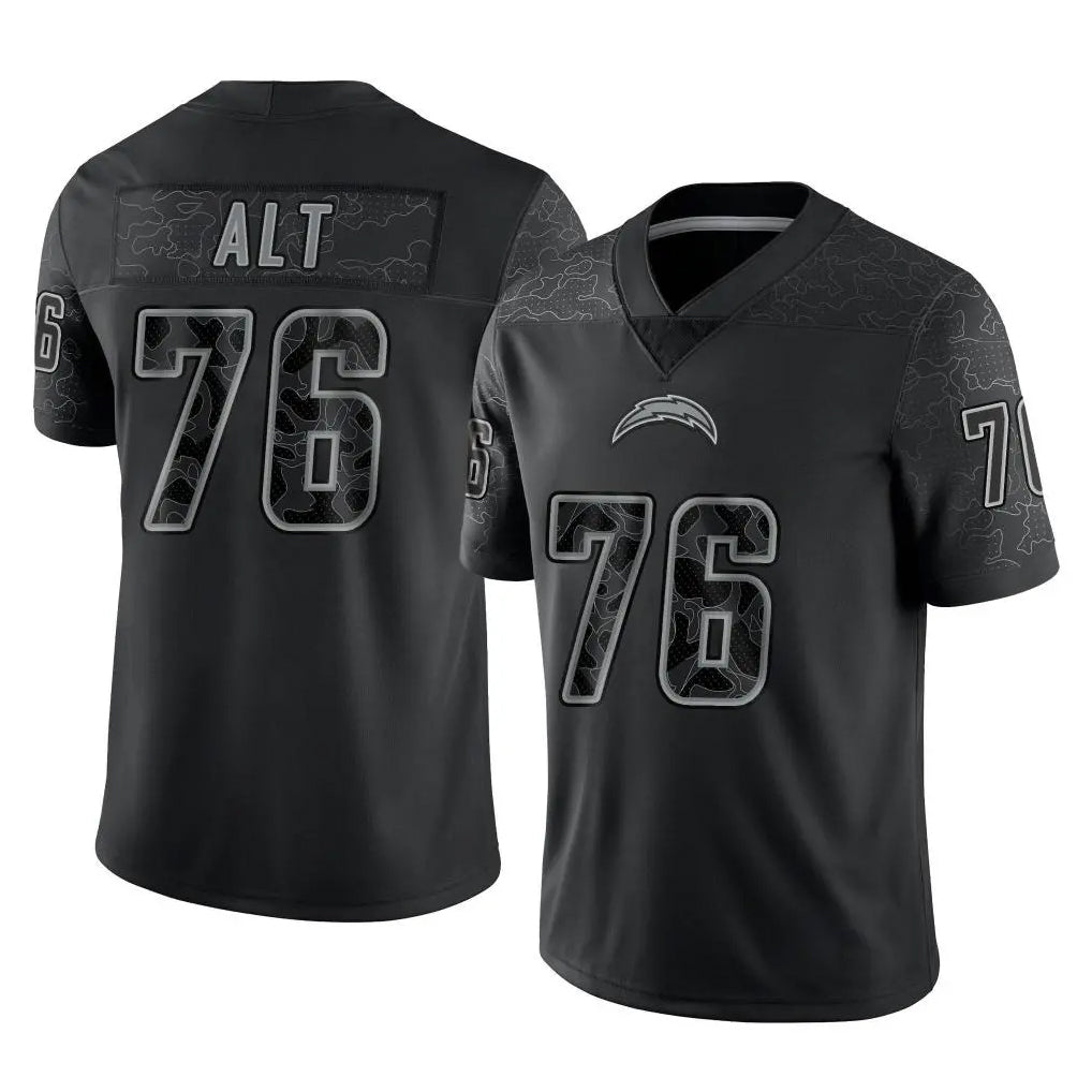 Kooe LA.Chargers #76 Joe Alt Player Black Limited Reflective Home Game Stitched Jerseys