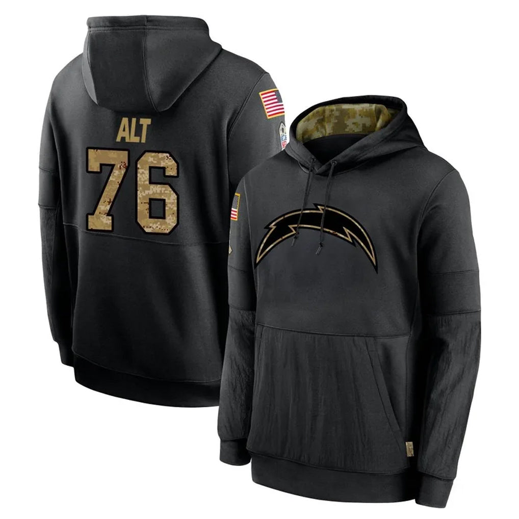 Kooe LA.Chargers #76 Joe Alt Player Black Salute to Service Hoodies Limited Game Stitched Jerseys