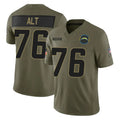 Kooe LA.Chargers #76 Joe Alt Player Olive 2025 Salute To Service Limited Game Stitched Jerseys