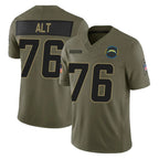 Kooe LA.Chargers #76 Joe Alt Player Olive 2025 Salute To Service Limited Game Stitched Jerseys