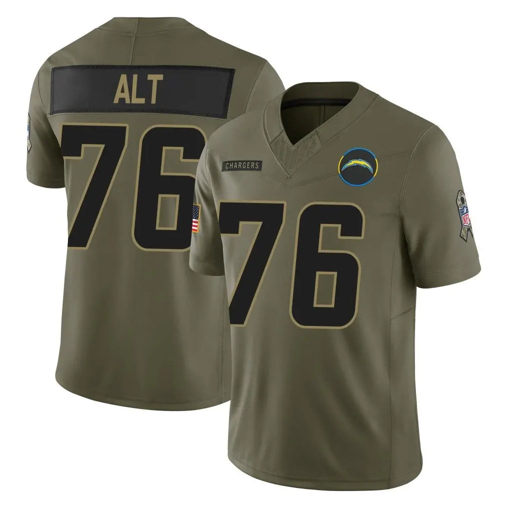 Kooe LA.Chargers #76 Joe Alt Player Olive 2025 Salute To Service Limited Game Stitched Jerseys