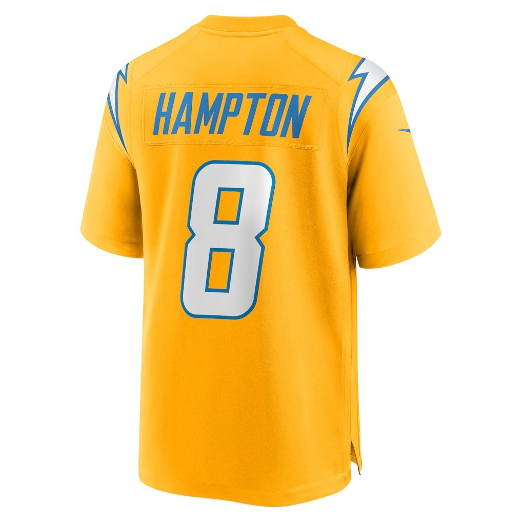 Kooe LA.Chargers #8 Omarion Hampton Gold Alternate Charger Power Game Player Stitched Jerseys