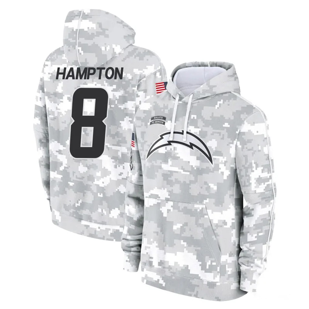 Kooe LA.Chargers #8 Omarion Hampton Player Arctic Camo Salute to Service Hoodies Limited Game Stitched Jerseys