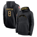 Kooe LA.Chargers #8 Omarion Hampton Player Black Salute to Service Hoodies Limited Game Stitched Jerseys