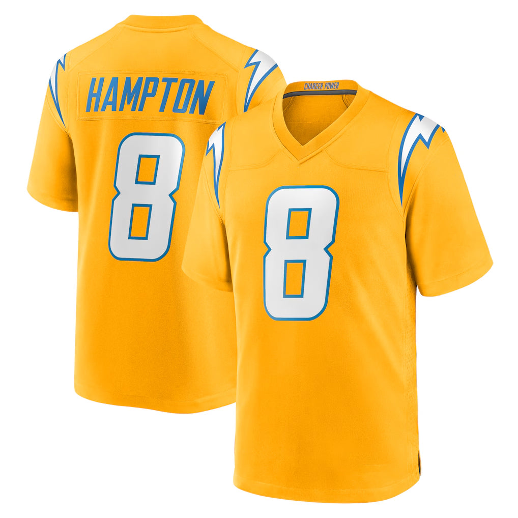 Kooe LA.Chargers #8 Omarion Hampton Player Gold Home Game Stitched Jerseys