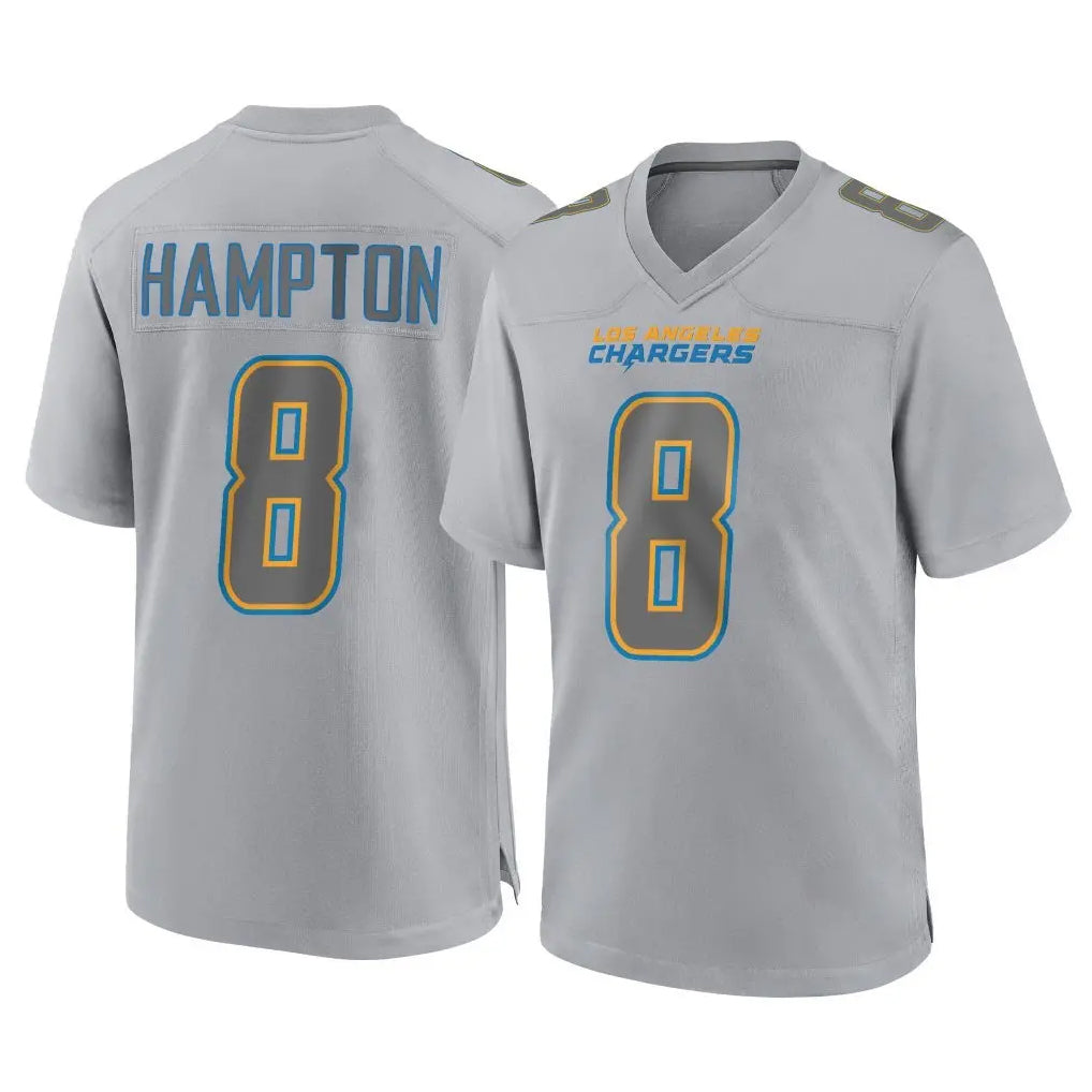 Kooe LA.Chargers #8 Omarion Hampton Player Gray Atmosphere Fashion Home Game Stitched Jerseys