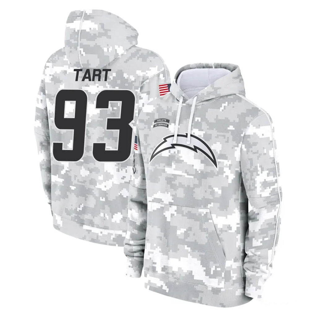 Kooe LA.Chargers #93 Teair Tart Player Arctic Camo Salute to Service Hoodies Limited Game Stitched Jerseys