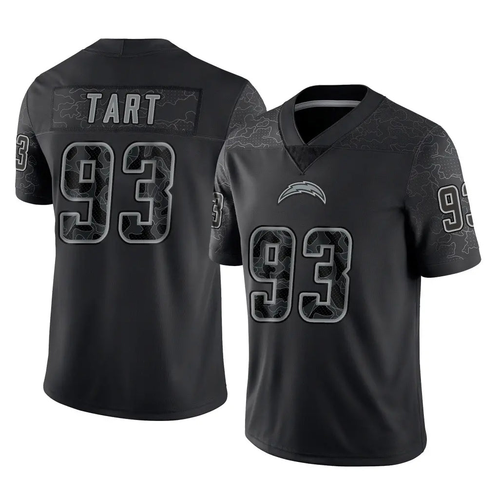 Kooe LA.Chargers #93 Teair Tart Player Black Limited Reflective Home Game Stitched Jerseys