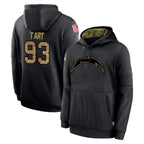 Kooe LA.Chargers #93 Teair Tart Player Black Salute to Service Hoodies Limited Game Stitched Jerseys