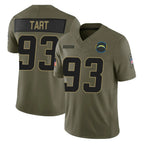 Kooe LA.Chargers #93 Teair Tart Player Olive 2025 Salute To Service Limited Game Stitched Jerseys