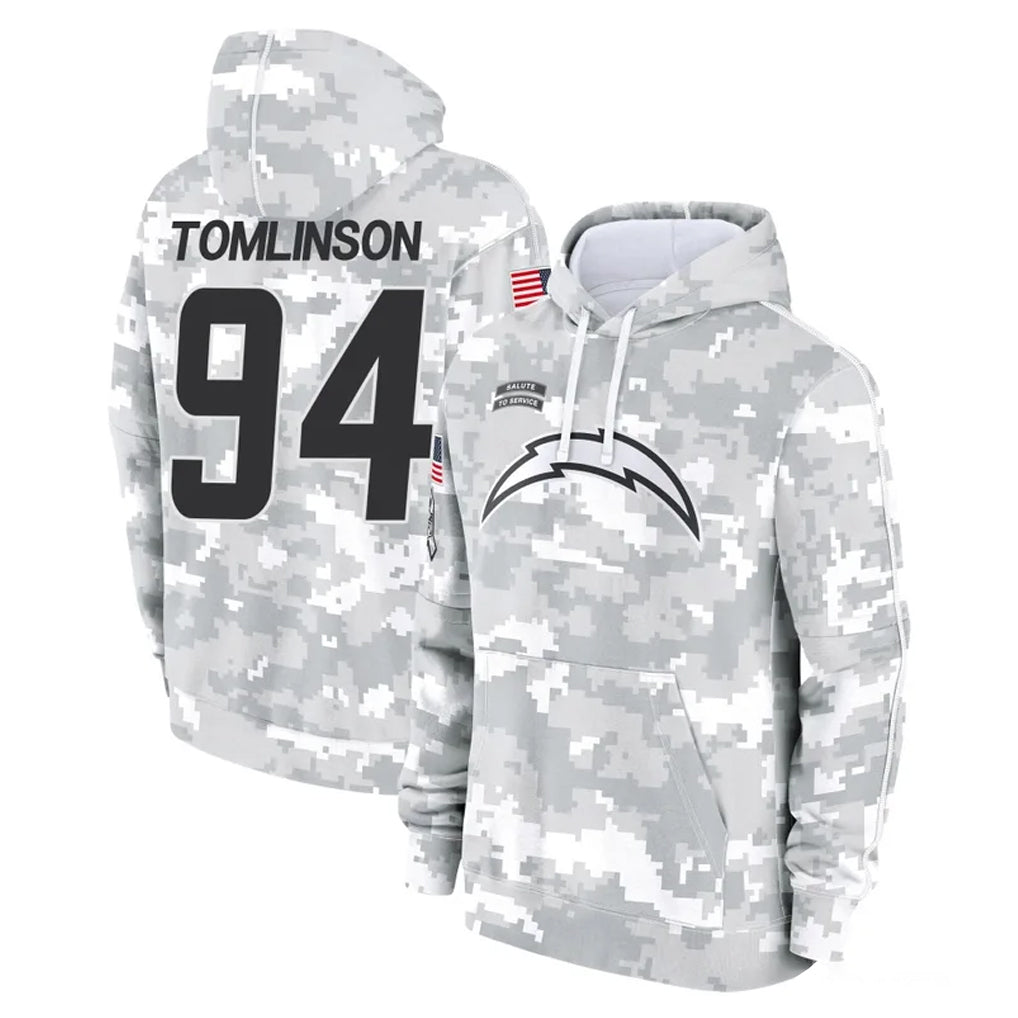 Kooe LA.Chargers #94 Dalvin Tomlinson Player Arctic Camo Salute to Service Hoodies Limited Game Stitched Jerseys