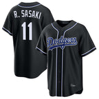 Kooe LA.Dodgers #11 Roki Sasaki Player Black Carbon Limited Home Stitched Jerseys