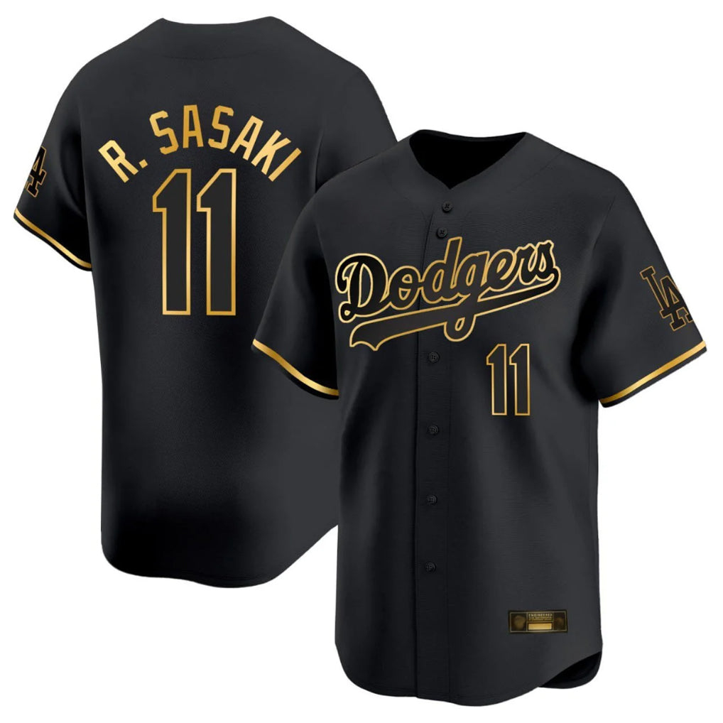 Kooe LA.Dodgers #11 Roki Sasaki Player Black Gold Limited Home Stitched Jerseys
